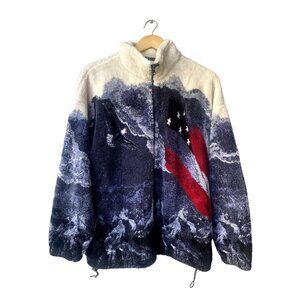 Bear Ridge Outfitters Eagle/U.S. Flag Full Zip Fleece Jacket Sz M Made‎ USA